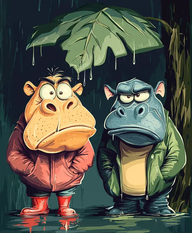Cozy Animal Illustrations In The Rain