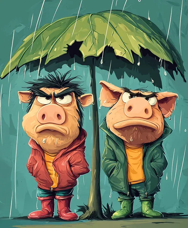 Cozy Animal Illustrations In The Rain