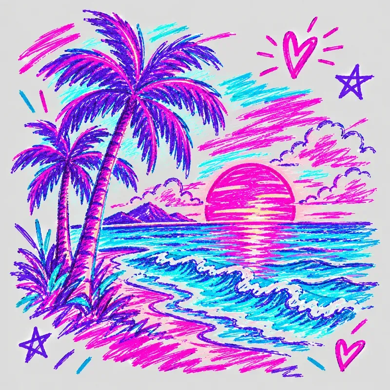 Neon Snail Mail Collage Cliparts