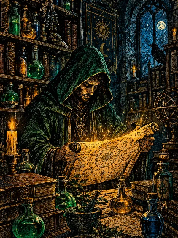 Dark Fantasy Vintage Woodcut Ink Art