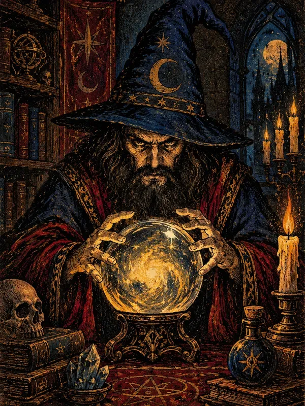 Dark Fantasy Vintage Woodcut Ink Art