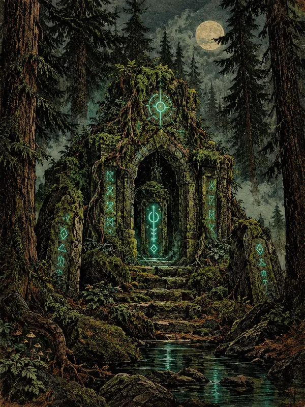 Dark Fantasy Vintage Woodcut Ink Art