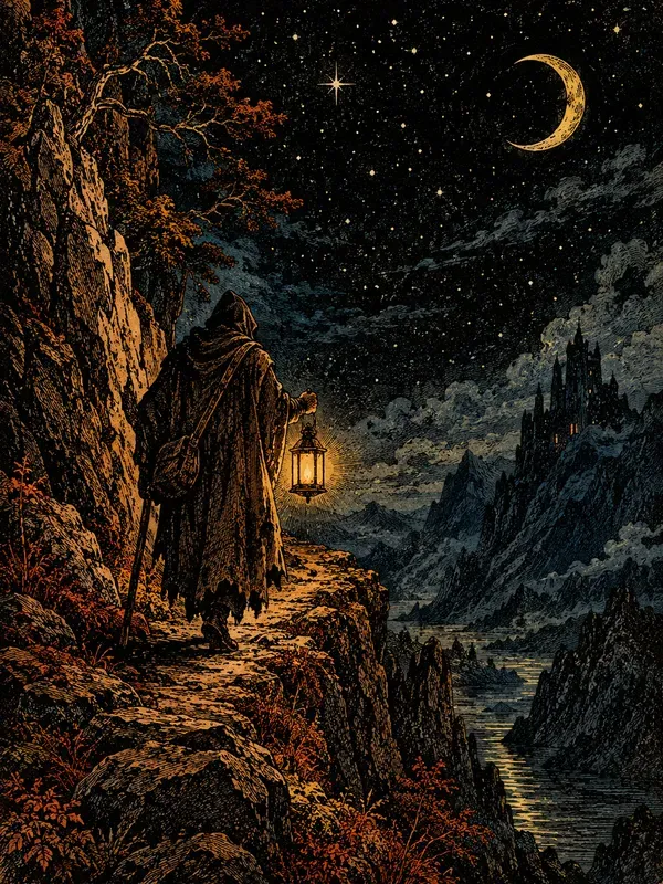 Dark Fantasy Vintage Woodcut Ink Art