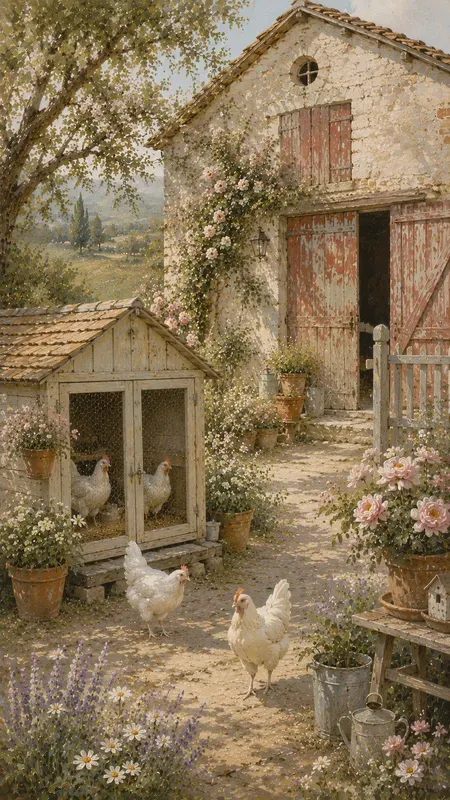 French Shabby Chic Farm Paintings