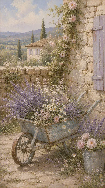 French Shabby Chic Farm Paintings