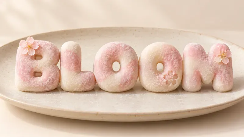 Japanese Cherry Blossom Mochi Typography