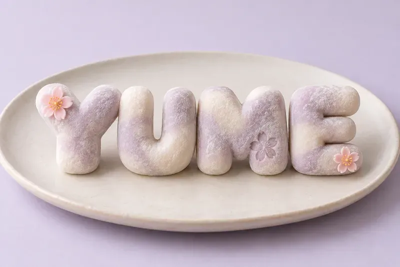 Japanese Cherry Blossom Mochi Typography