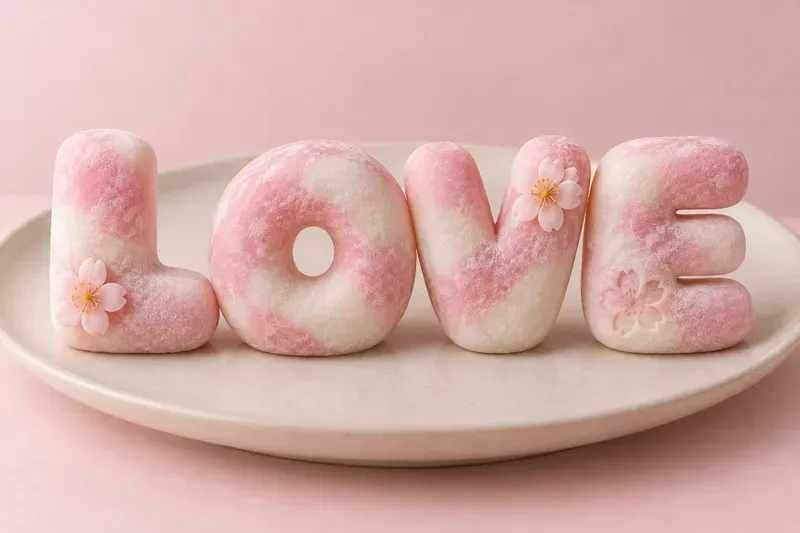 Japanese Cherry Blossom Mochi Typography