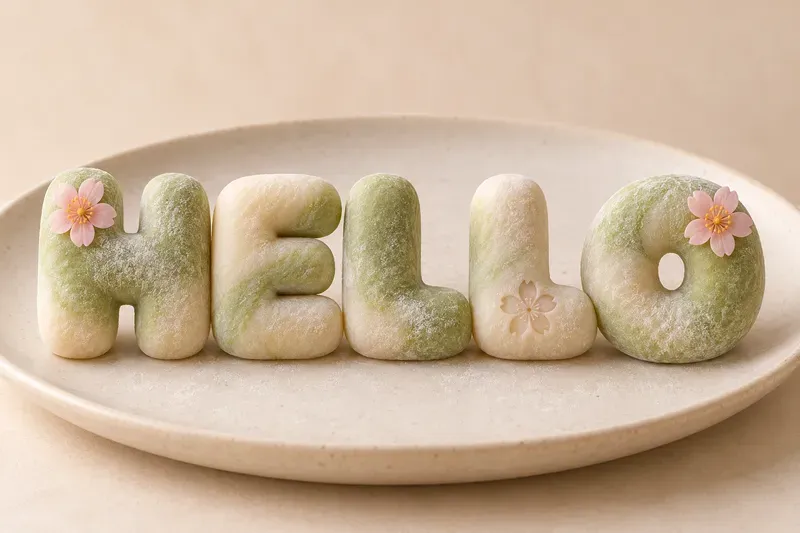 Japanese Cherry Blossom Mochi Typography