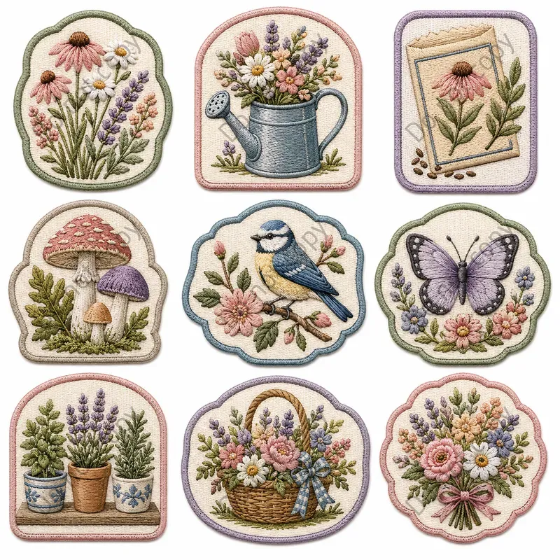 Retro Embroidered Patch Sets