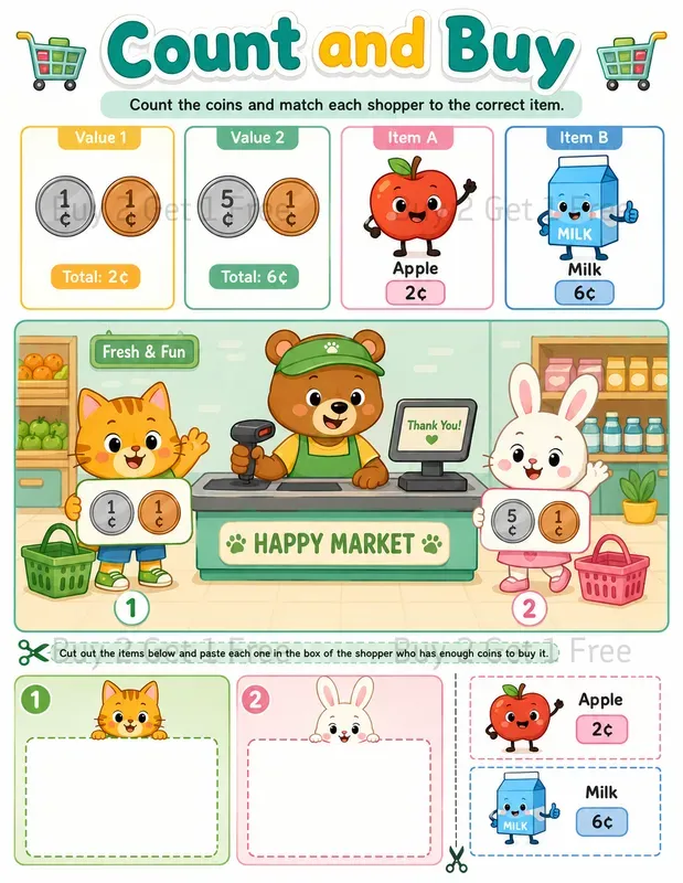 Kids Shopping Worksheets