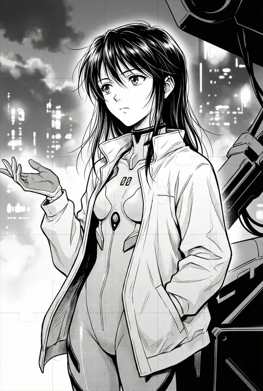 Neon Genesis Evangelion Style Manga Art