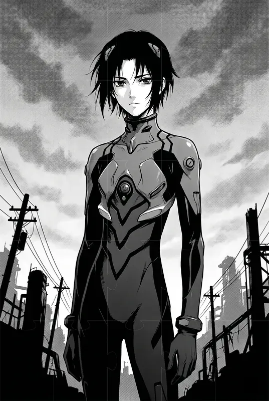 Neon Genesis Evangelion Style Manga Art