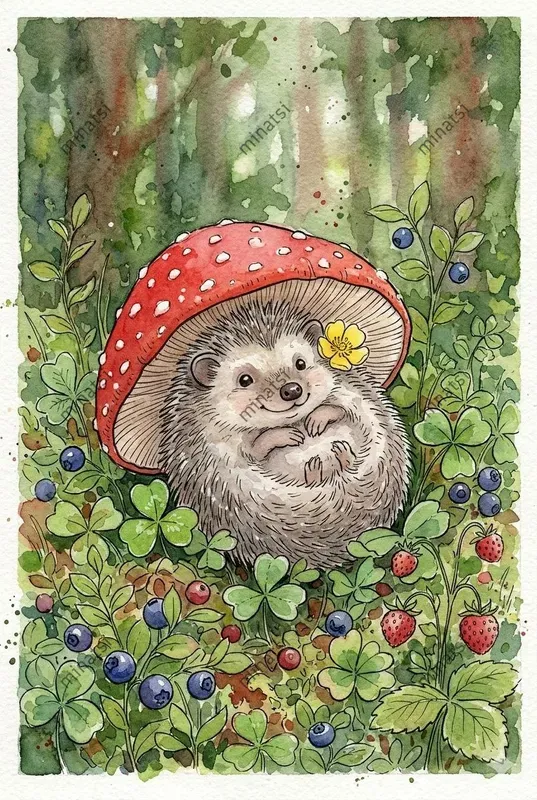 Cute Watercolor Animals Relaxing Art