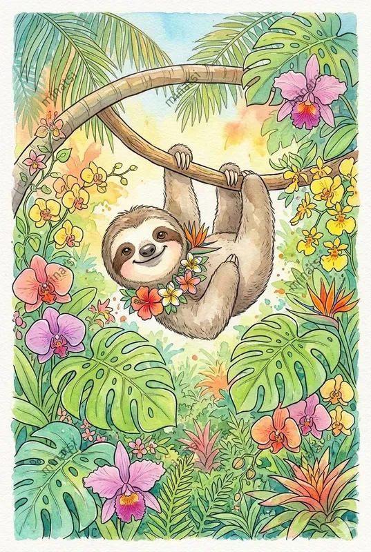 Cute Watercolor Animals Relaxing Art