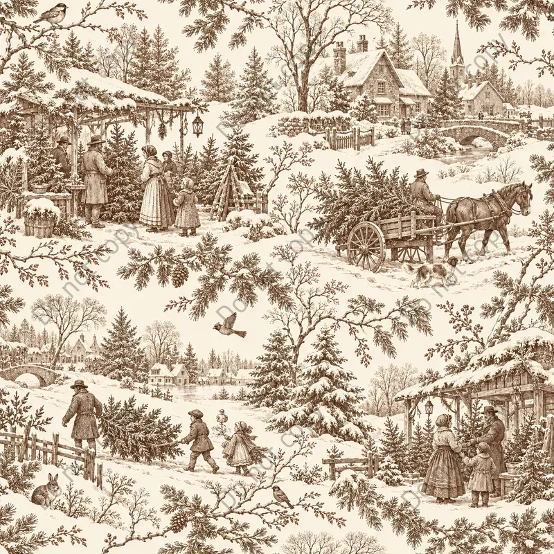 Christmas Toile Seamless Patterns