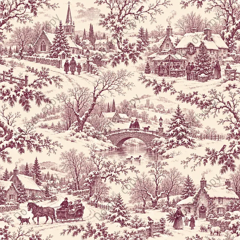 Christmas Toile Seamless Patterns