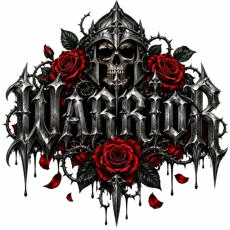 Gothic Skull Rose Words Dark Tattoos