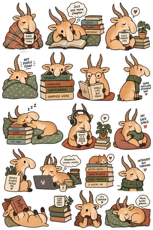 Introvert Mood Animal Sticker Sheets