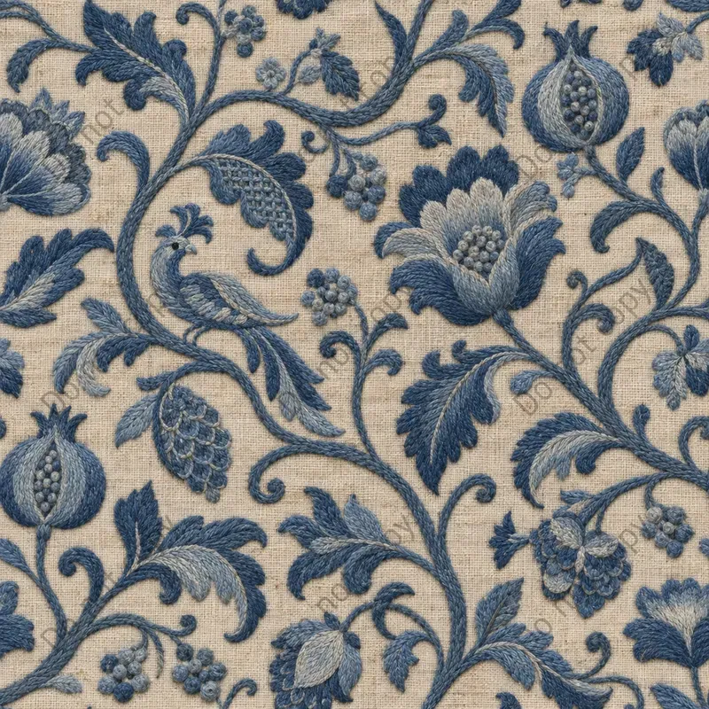 Crewel Embroidery Seamless Tiles