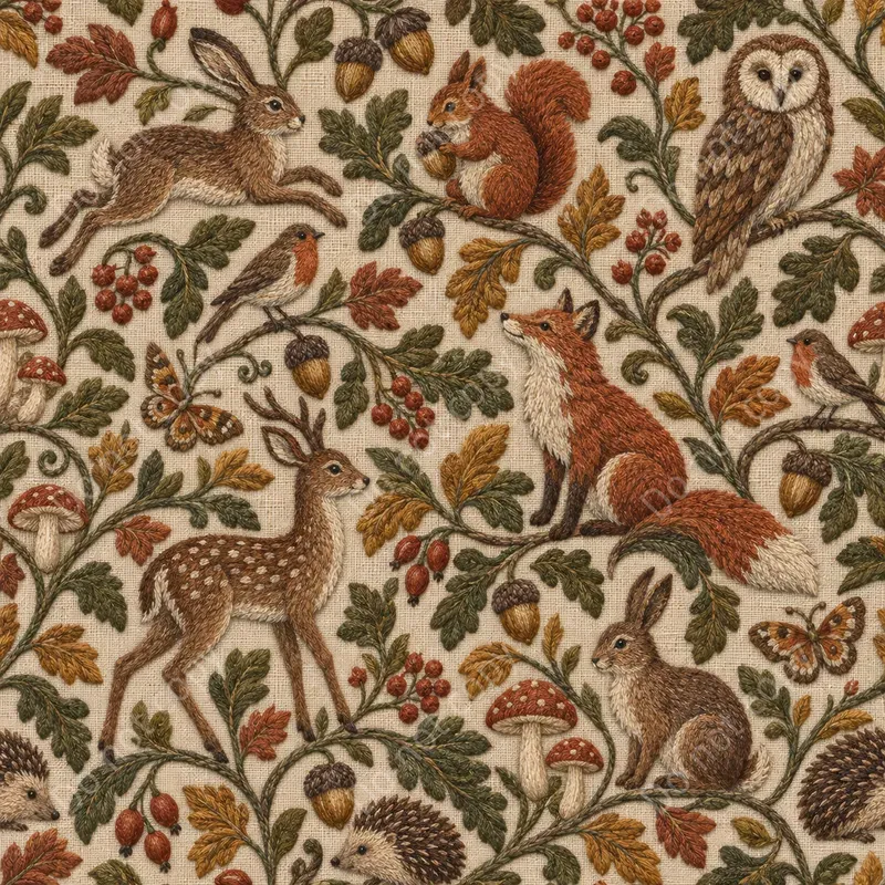 Crewel Embroidery Seamless Tiles