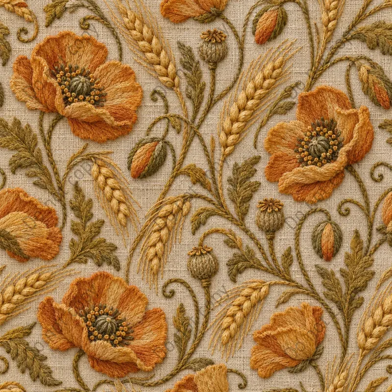 Crewel Embroidery Seamless Tiles