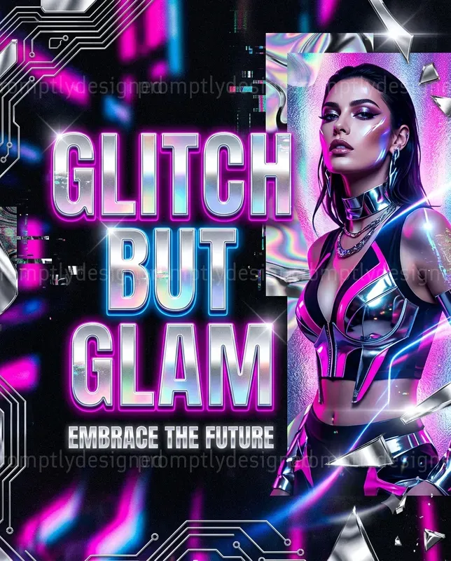 Cyber Glam Social Media Graphics