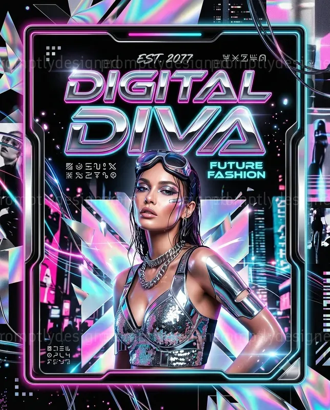Cyber Glam Social Media Graphics