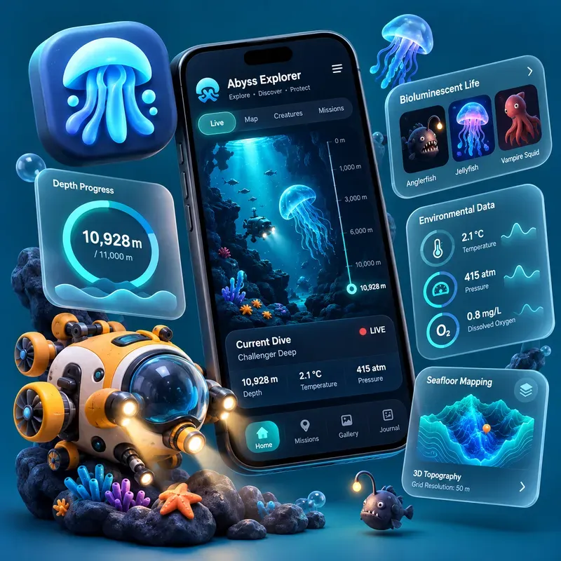 3D App UI Mockup Art