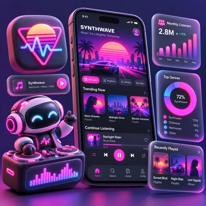 3D App UI Mockup Art