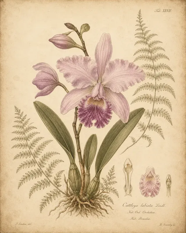 Old World Botanical Print Style