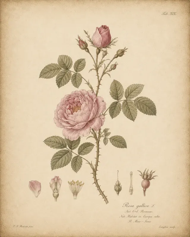 Old World Botanical Print Style