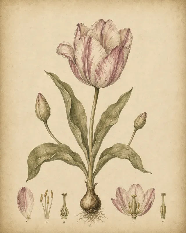 Old World Botanical Print Style