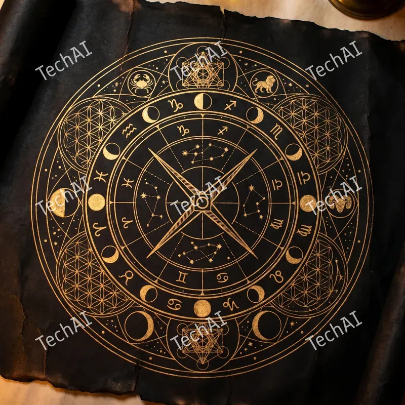 Golden Alchemical Manuscript Art