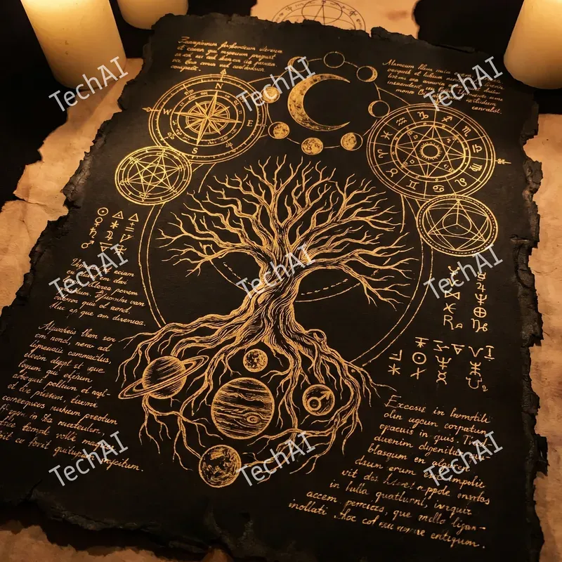 Golden Alchemical Manuscript Art