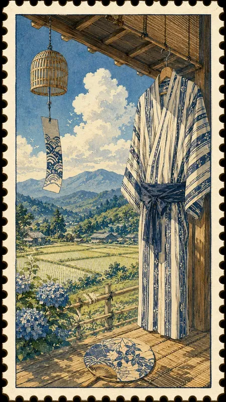 Japanese Countryside Summer Art Stamps