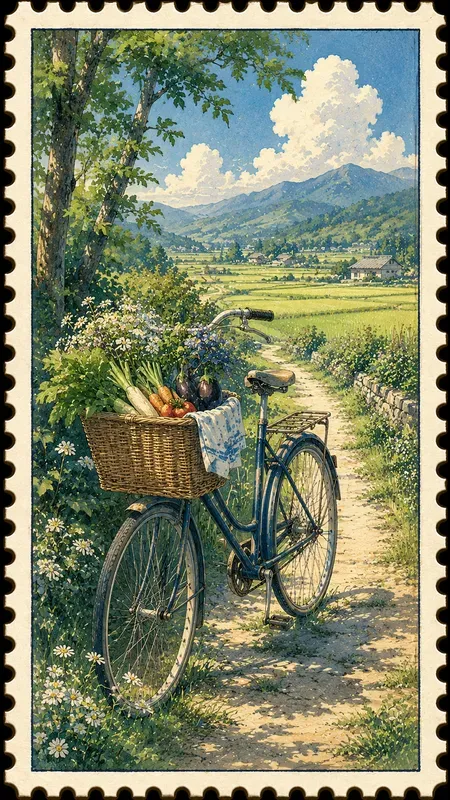 Japanese Countryside Summer Art Stamps
