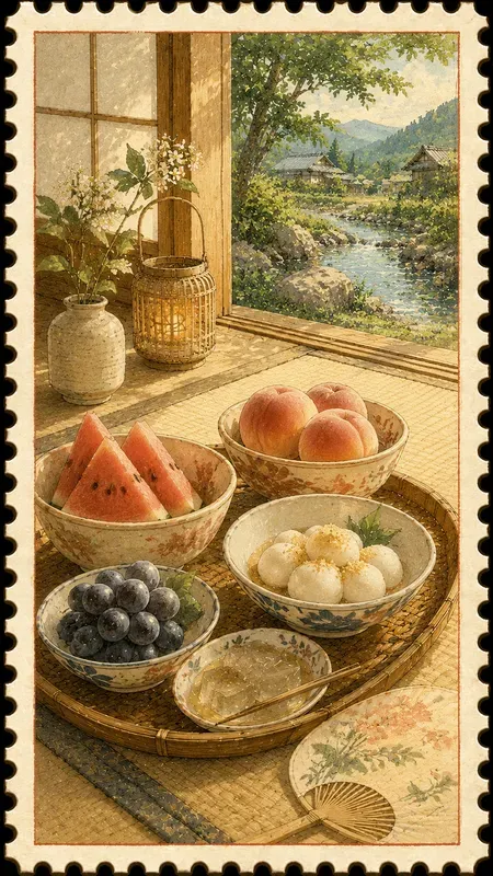 Japanese Countryside Summer Art Stamps