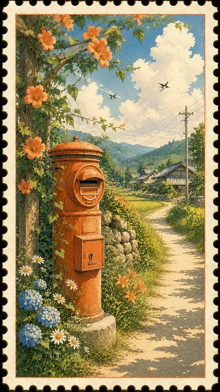 Japanese Countryside Summer Art Stamps