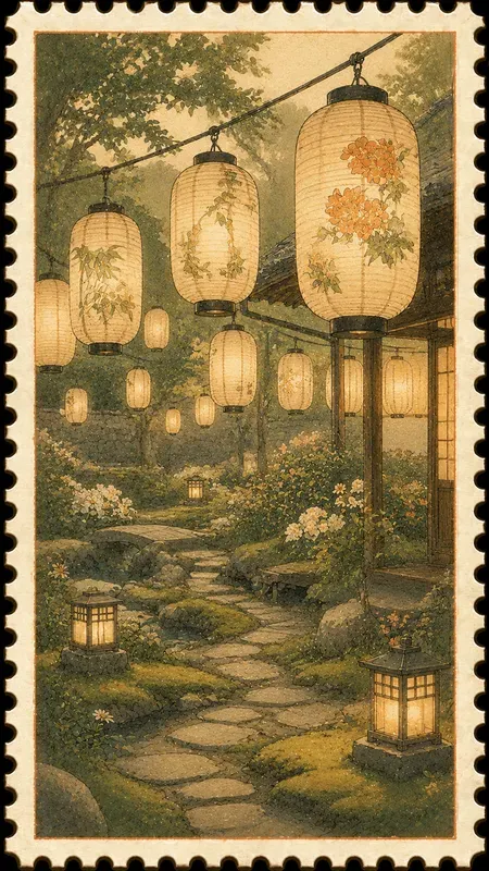 Japanese Countryside Summer Art Stamps
