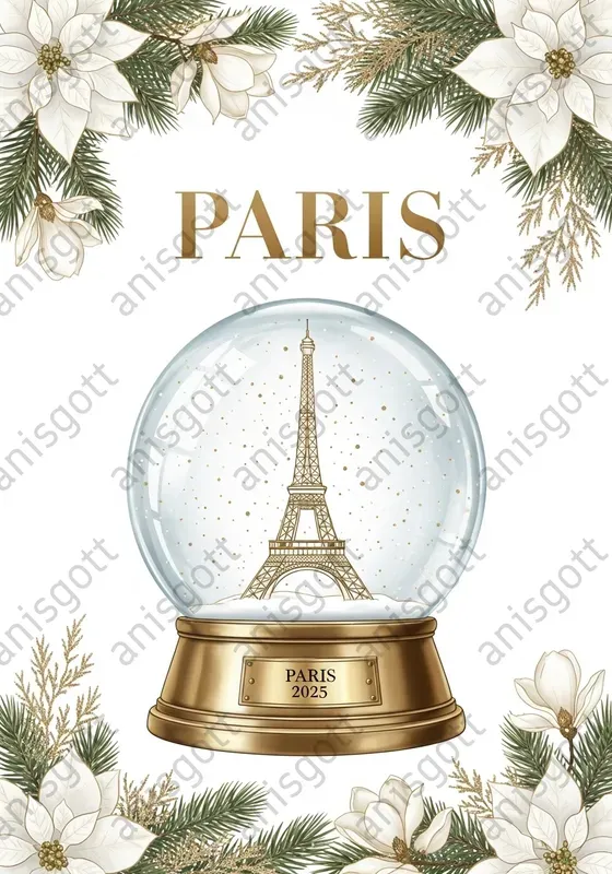 Golden Christmas Globe Travel Posters