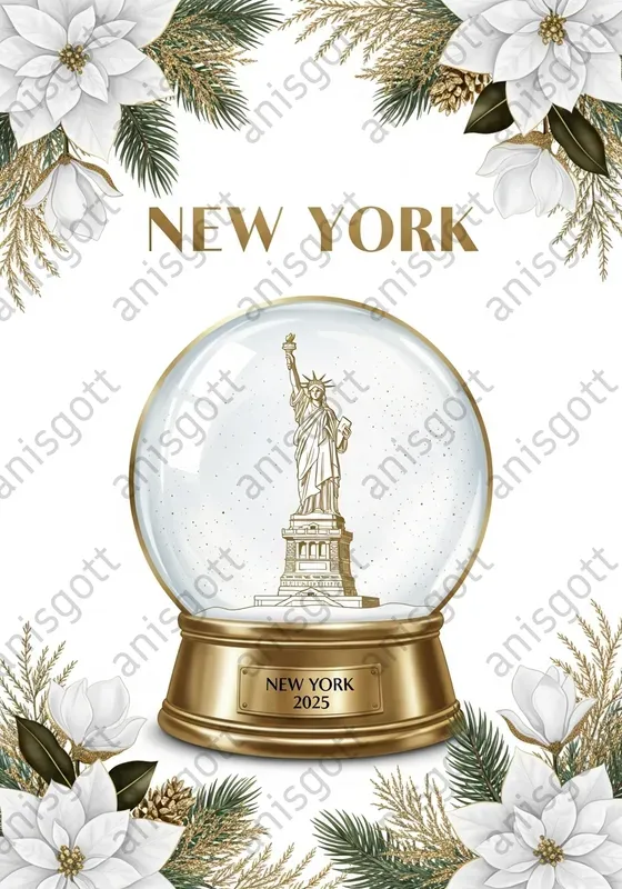 Golden Christmas Globe Travel Posters