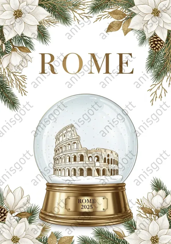 Golden Christmas Globe Travel Posters