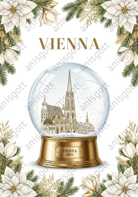 Golden Christmas Globe Travel Posters