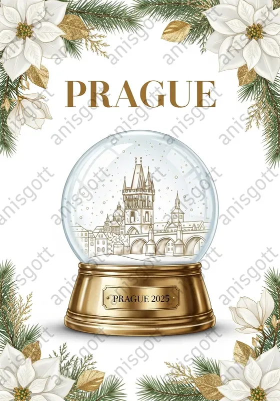 Golden Christmas Globe Travel Posters