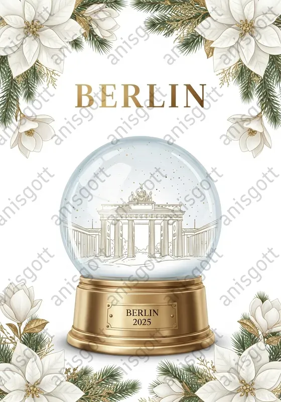 Golden Christmas Globe Travel Posters