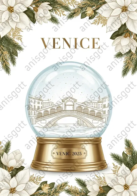 Golden Christmas Globe Travel Posters