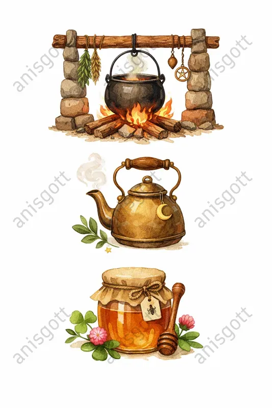 Cozy Witch Cottage Clipart Designs