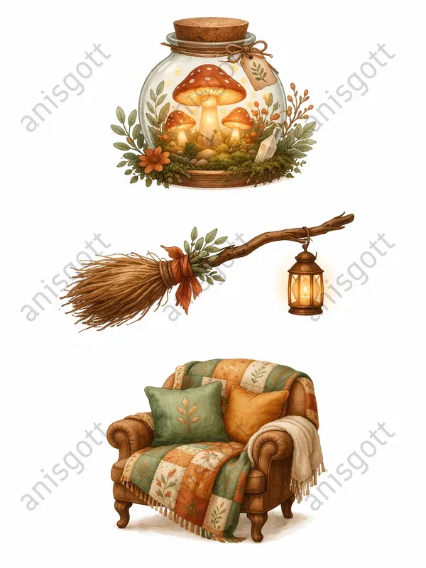 Cozy Witch Cottage Clipart Designs