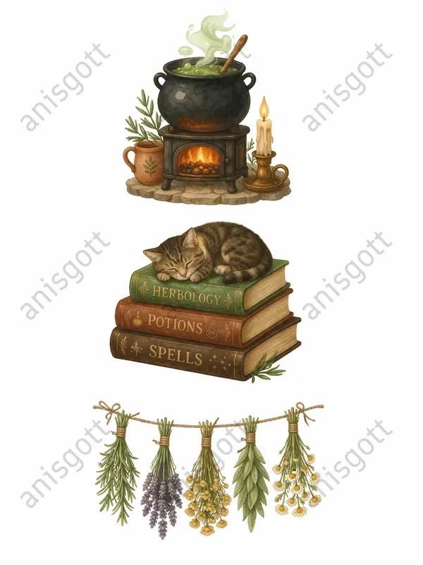 Cozy Witch Cottage Clipart Designs